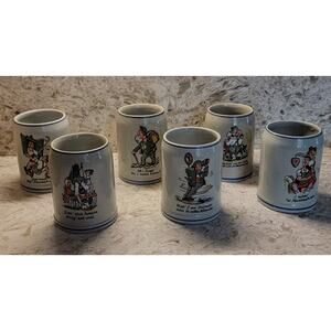 Vintage Simon Gerz German Stoneware Beer Stein Mug Germany - Set of 6